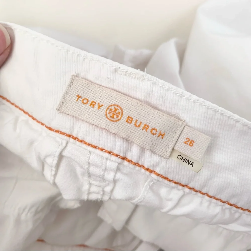 Tory Burch white cotton long shorts